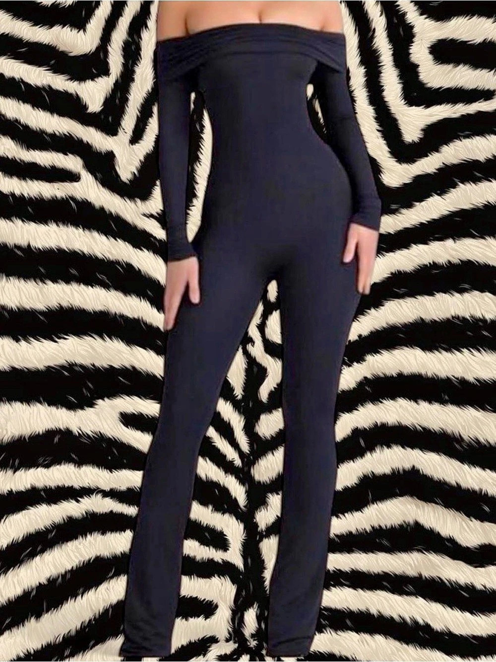 Oh Polly Black Off-Shoulder Jumpsuit - Picture 1 of 4